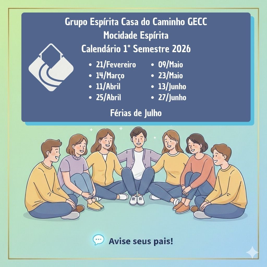 Calendário Mocidade Espírita 1° Semestre 2026